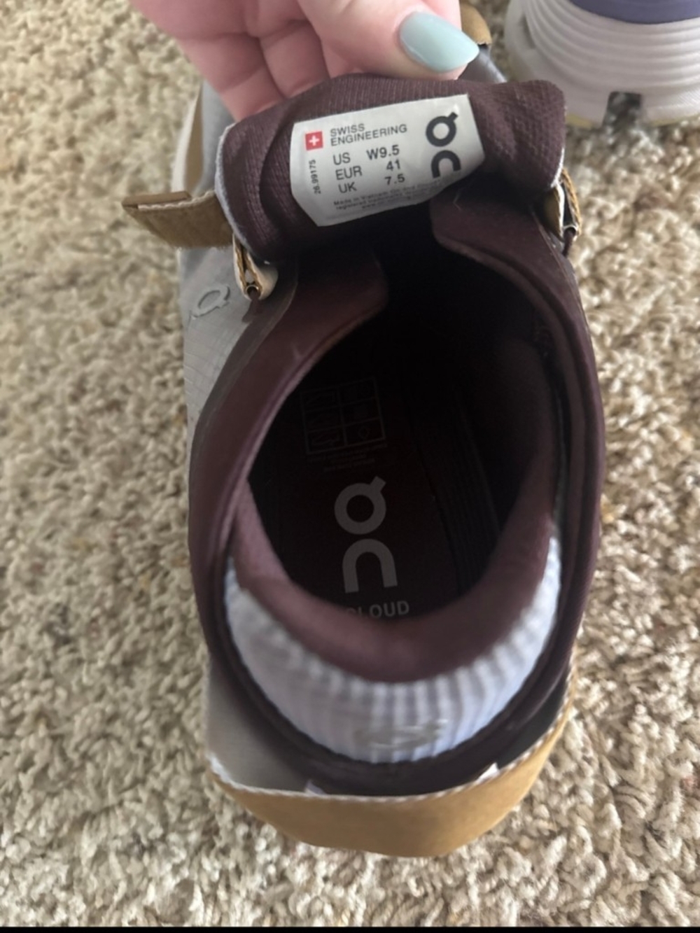OnCloud Slip-On Velcro Athletic Shoes in Gray and Tan - Picture 4 of 5
